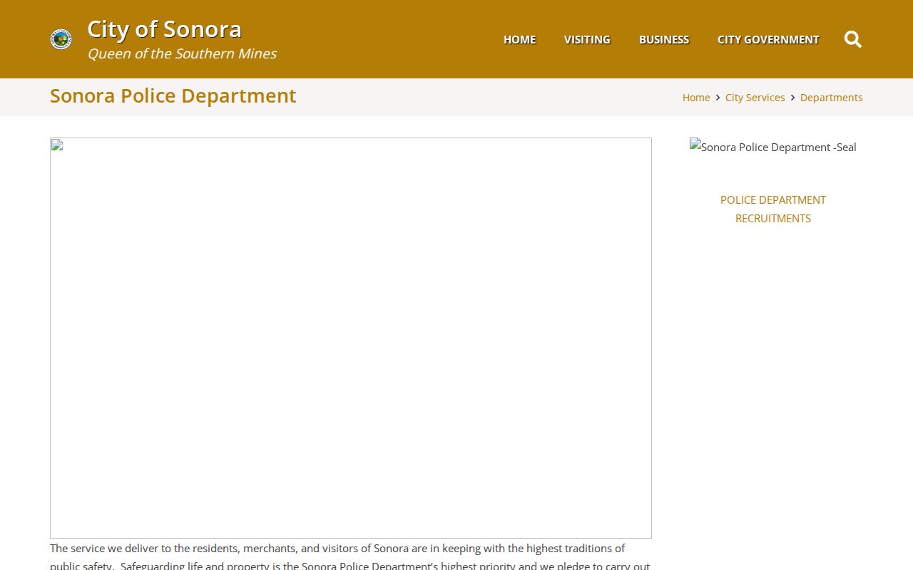 Sonora criminal records and Police Department staff structure