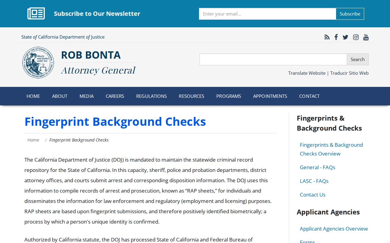 Tuolumne County criminal history California DOJ fingerprint instructions