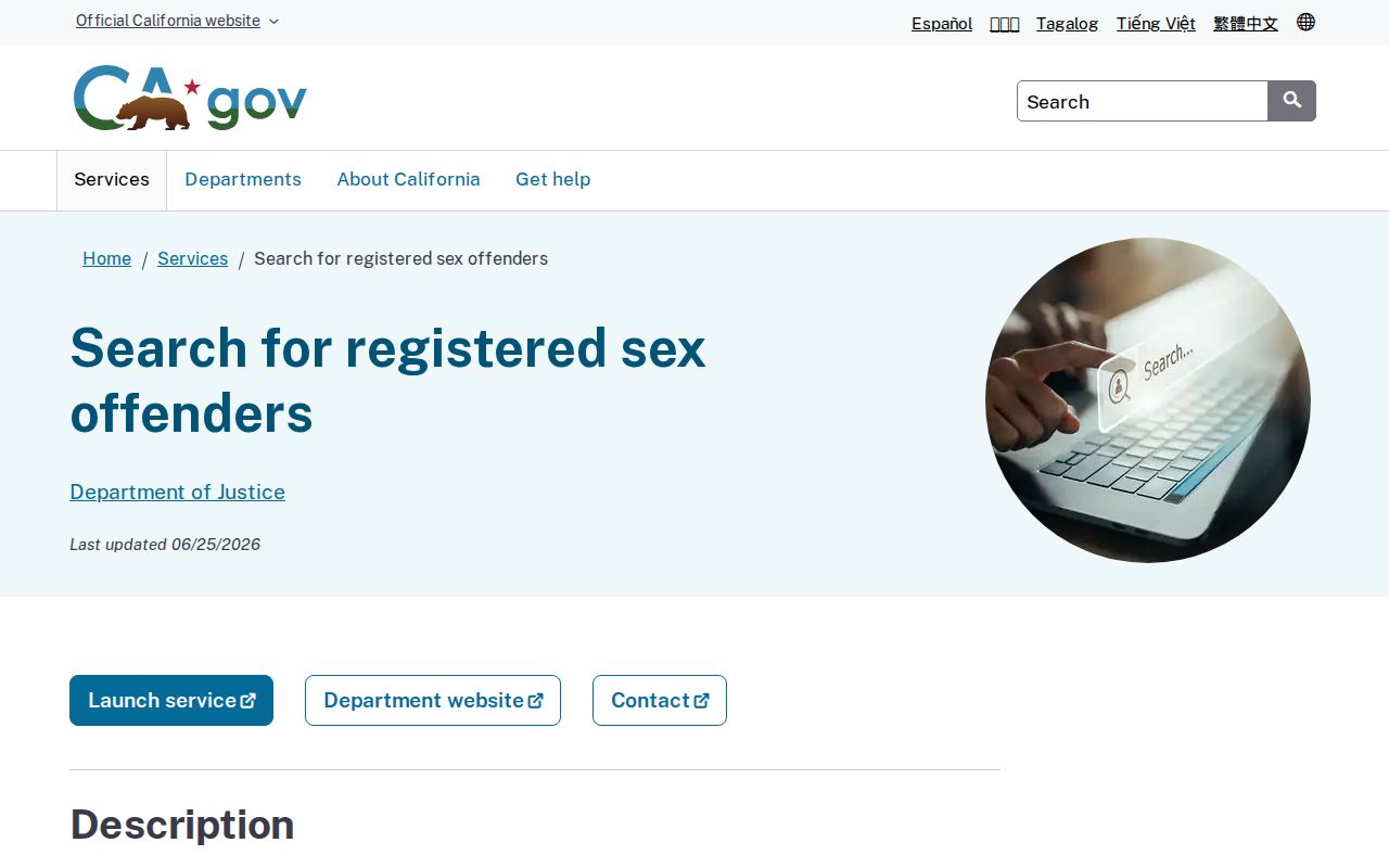 California service for Tuolumne County registered sex offender searches