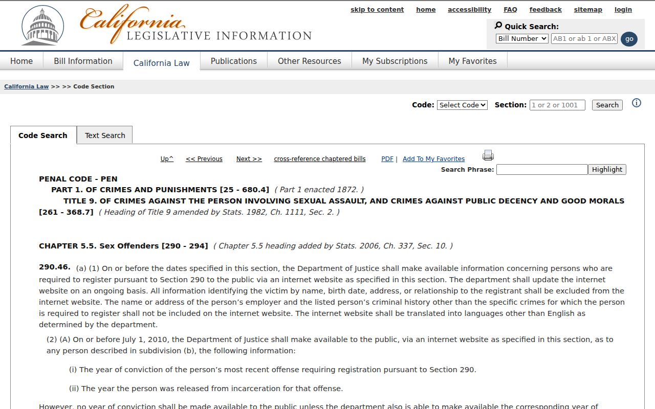 Penal Code 290.46 lawful use rules for Tuolumne County registry records